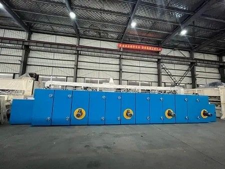 Electrical heating hot air through bonding oven for mattress padding and interlayer wadding